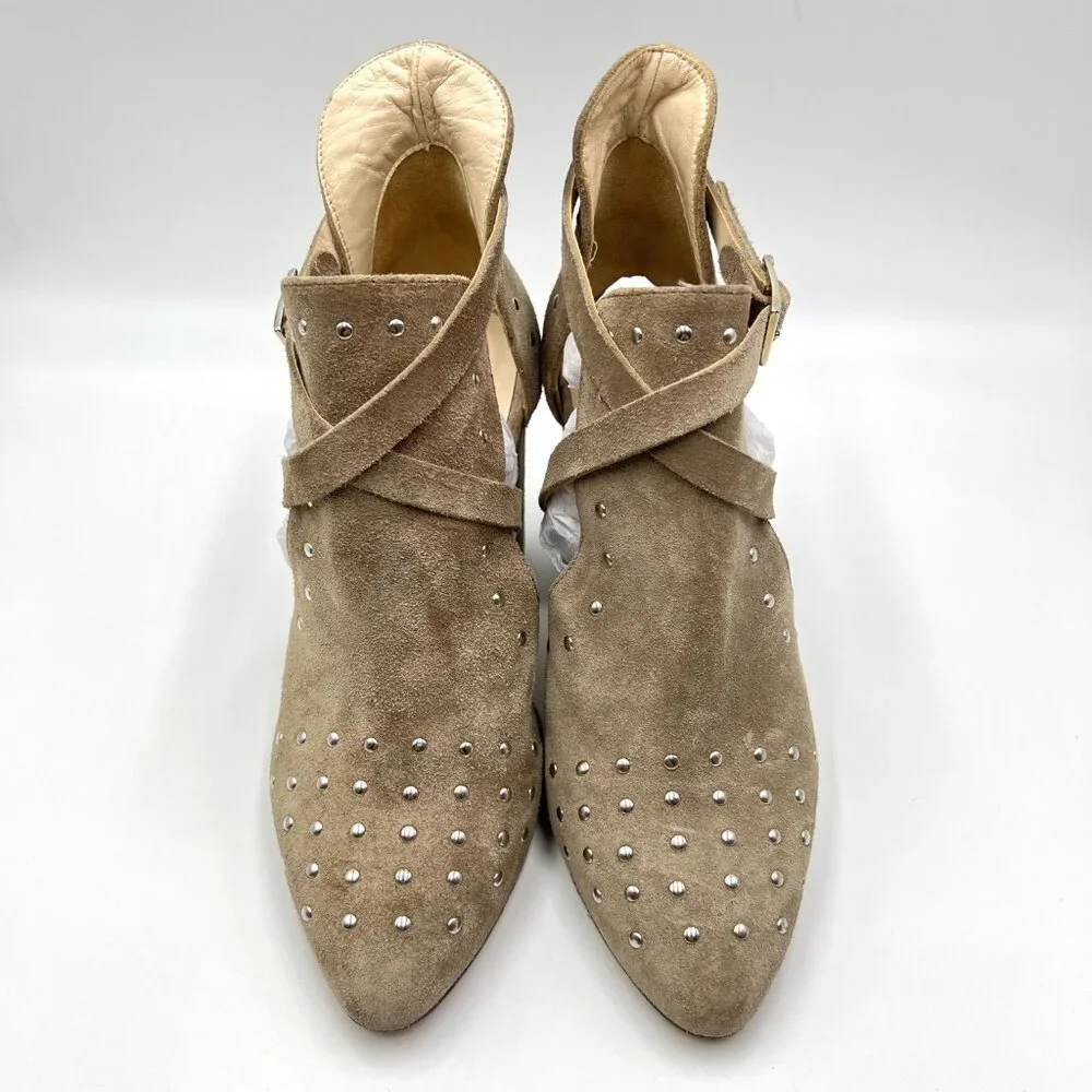 Navyboot Womens Size 38 EU Beige Greige Taupe Suede Leather Heels Shooties Shoes